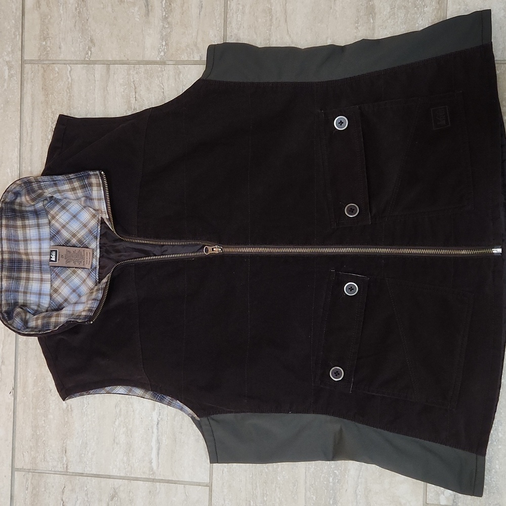 REI Brown Fine Corduroy Full Zip Vest Women's 2X Cabincore